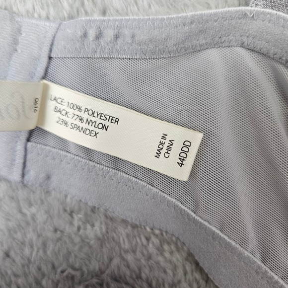 Soma 44DDD‎ Sensuous Lace Unlined Bra Gray Black Embroidered Sheer Floral - Picture 6 of 9